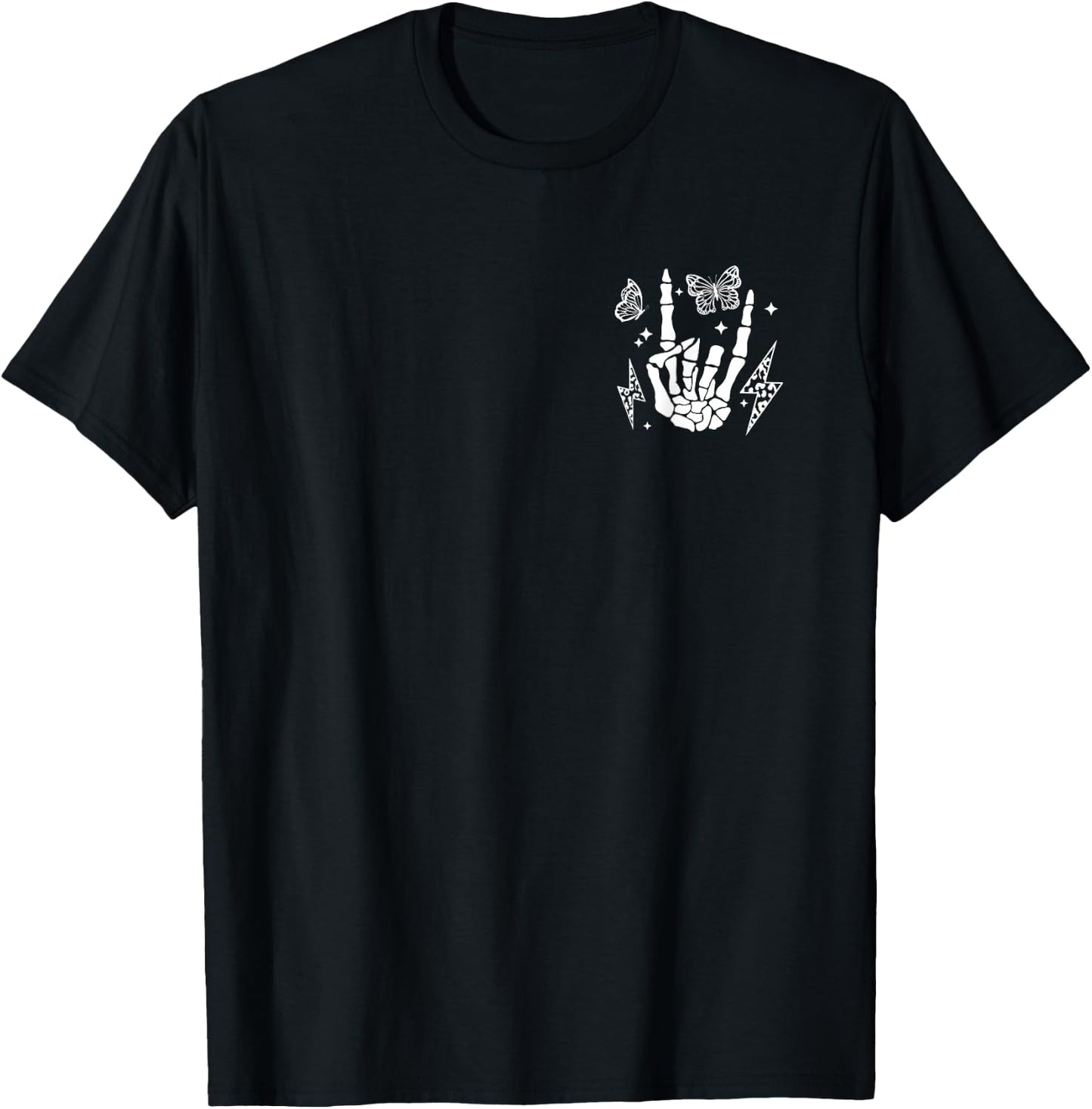 Motherhood Mom Life Rock On Skeleton Hand Bone T-Shirt - T-Shirt | Black