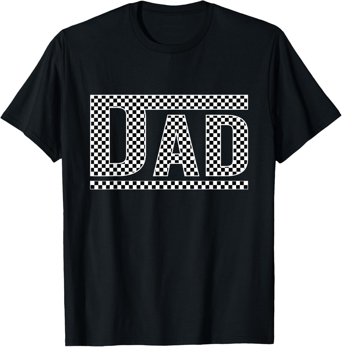 Checkered Dad Black White Funny Dad Father's Day Funny T-Shirt - T-Shirt | Black