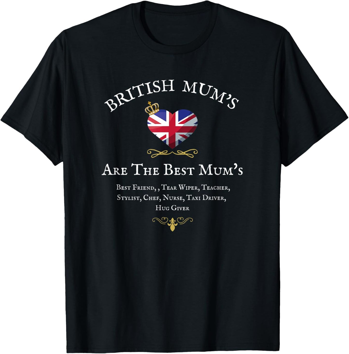British Mum's, Are the Best Mum's, Uk, Gb, Union Jack Flag T-Shirt - T-Shirt | Black