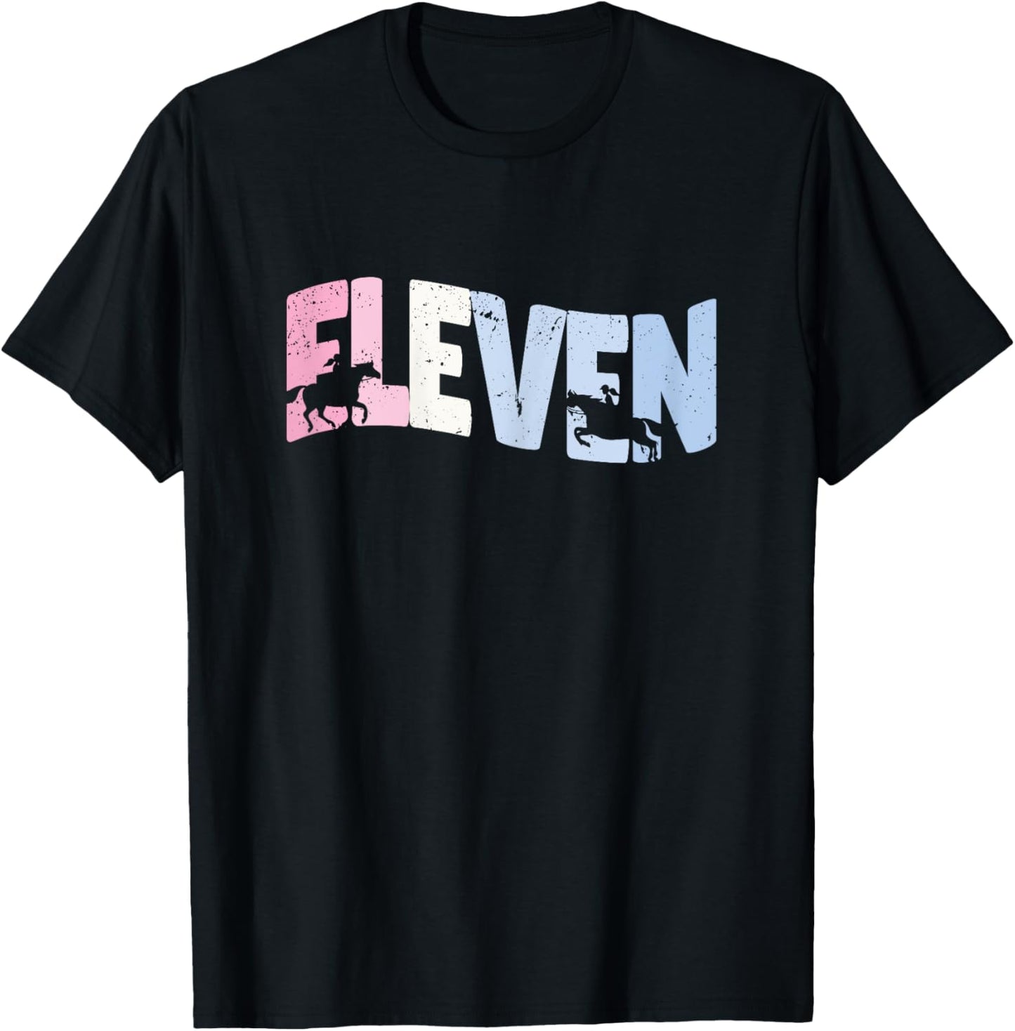 11 Year Old Cute Horse Riding Birthday Girl 11th B-day T-Shirt - T-Shirt | Black