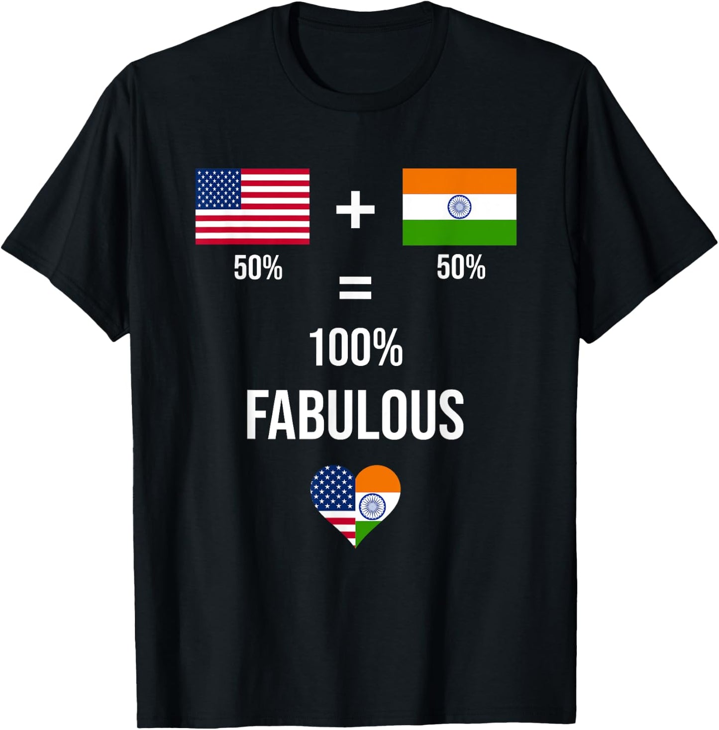 India USA Shirt Fabulous Flags Half Indian Half American T-Shirt - T-Shirt | Black