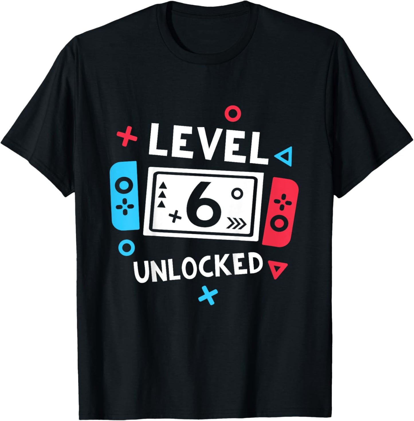 Kids 6th Birthday Shirt Boy Level 6 Unlocked Video Game Party T-Shirt - T-Shirt | Black