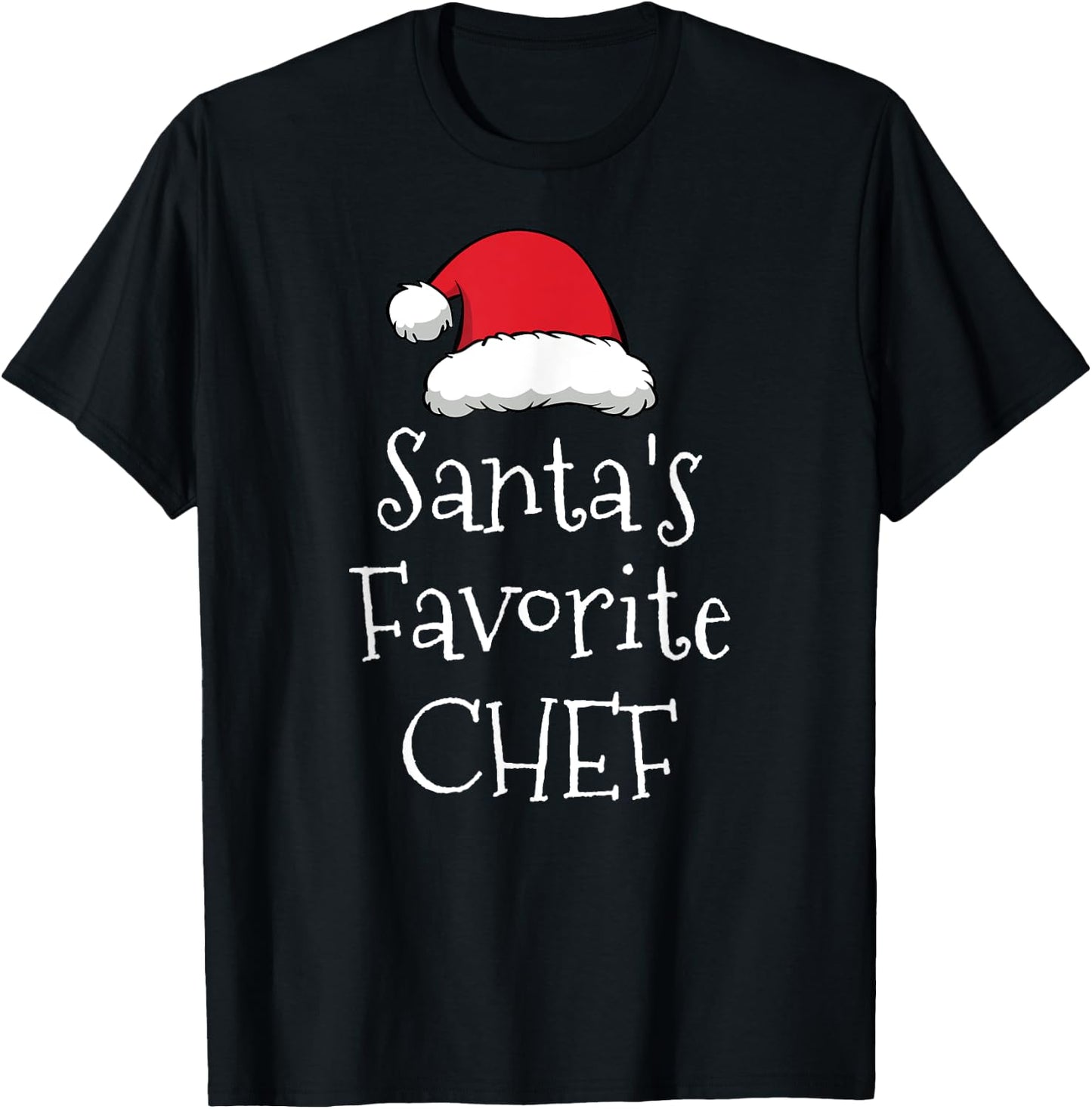 Santas Favorite Chef - Christmas Funny Gift Pajama Xmas T-Shirt - T-Shirt | Black