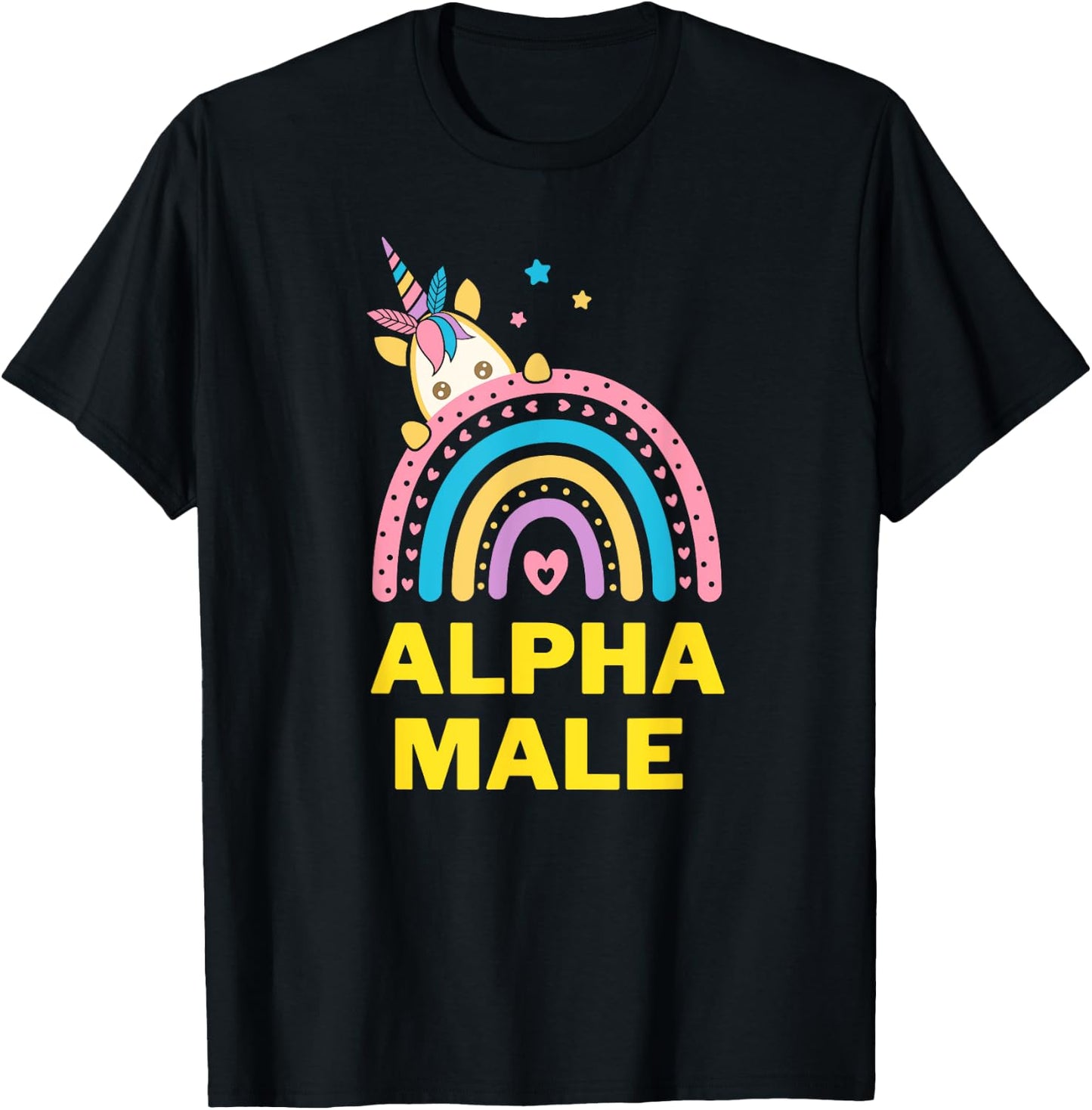 Ironic Alpha Male Unicorn Rainbow, Funny T-Shirt - T-Shirt | Black