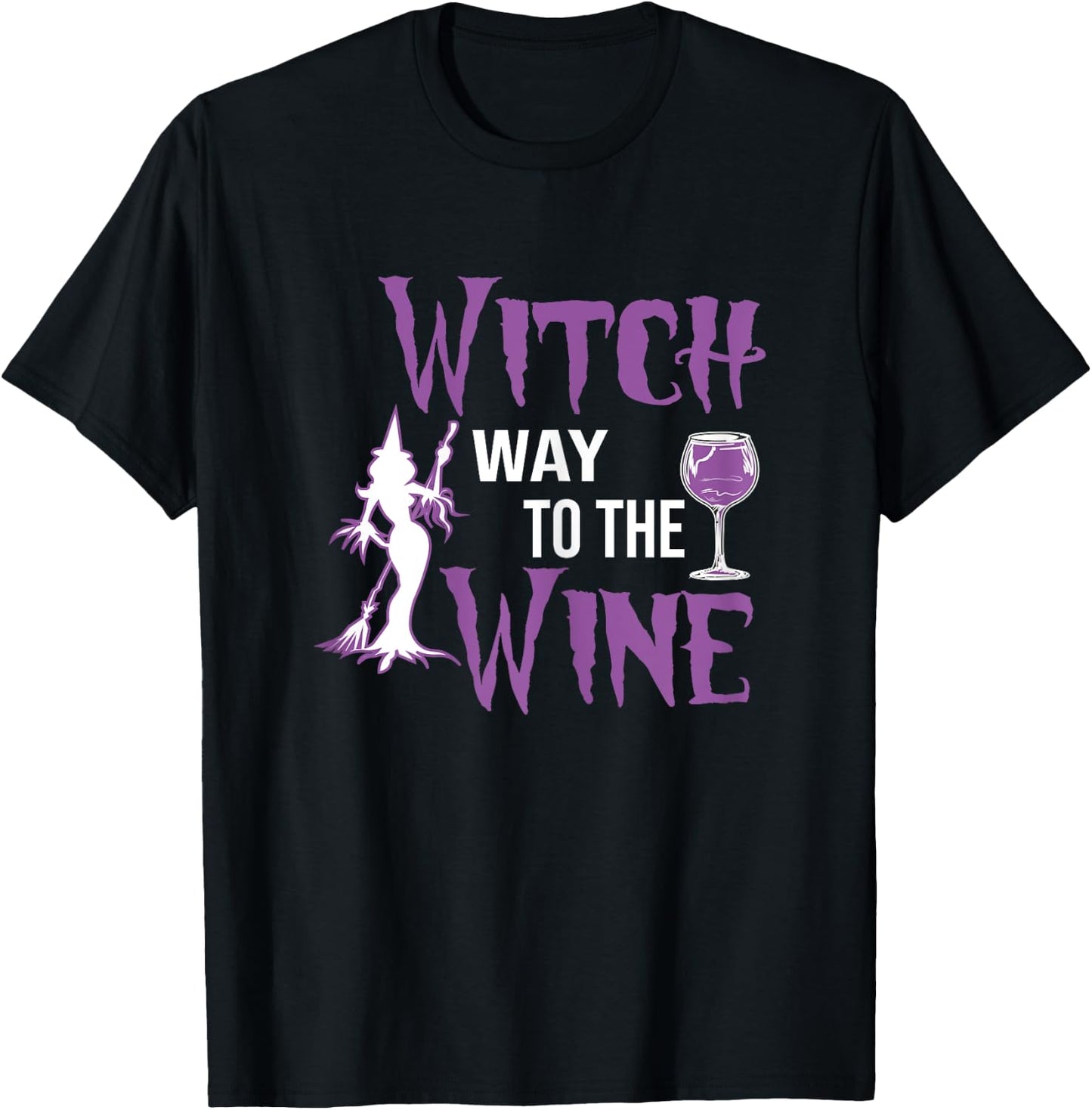 Funny Halloween Witch Way To The Wine Halloween Witch lover T-Shirt - T-Shirt | Black