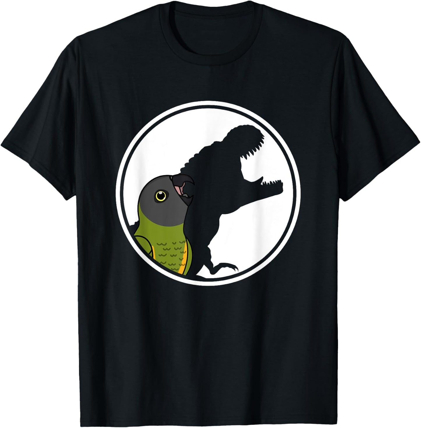 Parrot & T Rex Shadow I Senegal Parrot T-Shirt - T-Shirt | Black