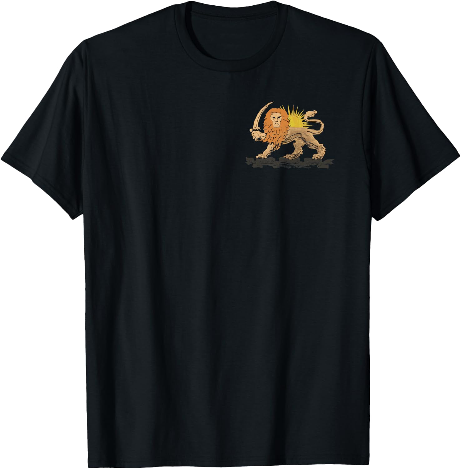 Shir o Khorshid Persian Lion Sun Emblem Iran Qajar Dynasty T-Shirt - T-Shirt | Black