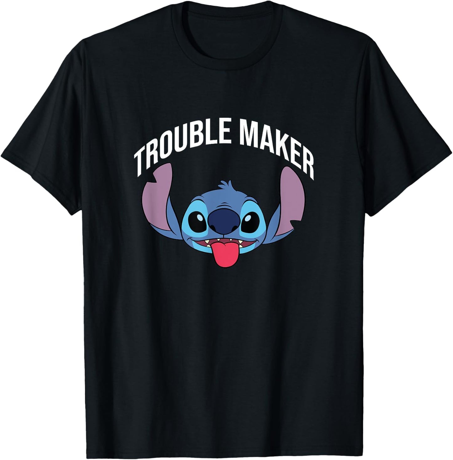 Disney Lilo & Stitch Trouble Maker Stitch Big Face Portrait T-Shirt - T-Shirt | Black