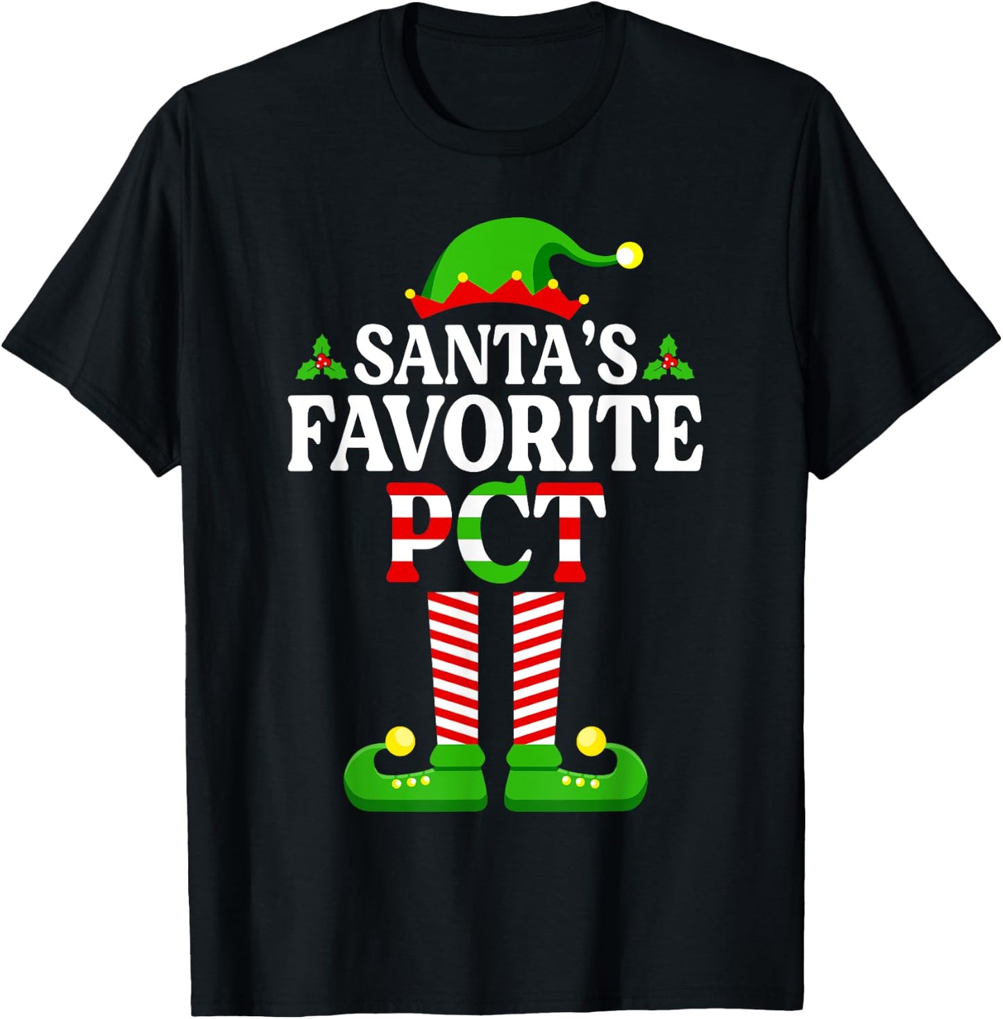 Santa's Favorite PCT Shirt Patient Care Technician Christmas T-Shirt - T-Shirt | Black