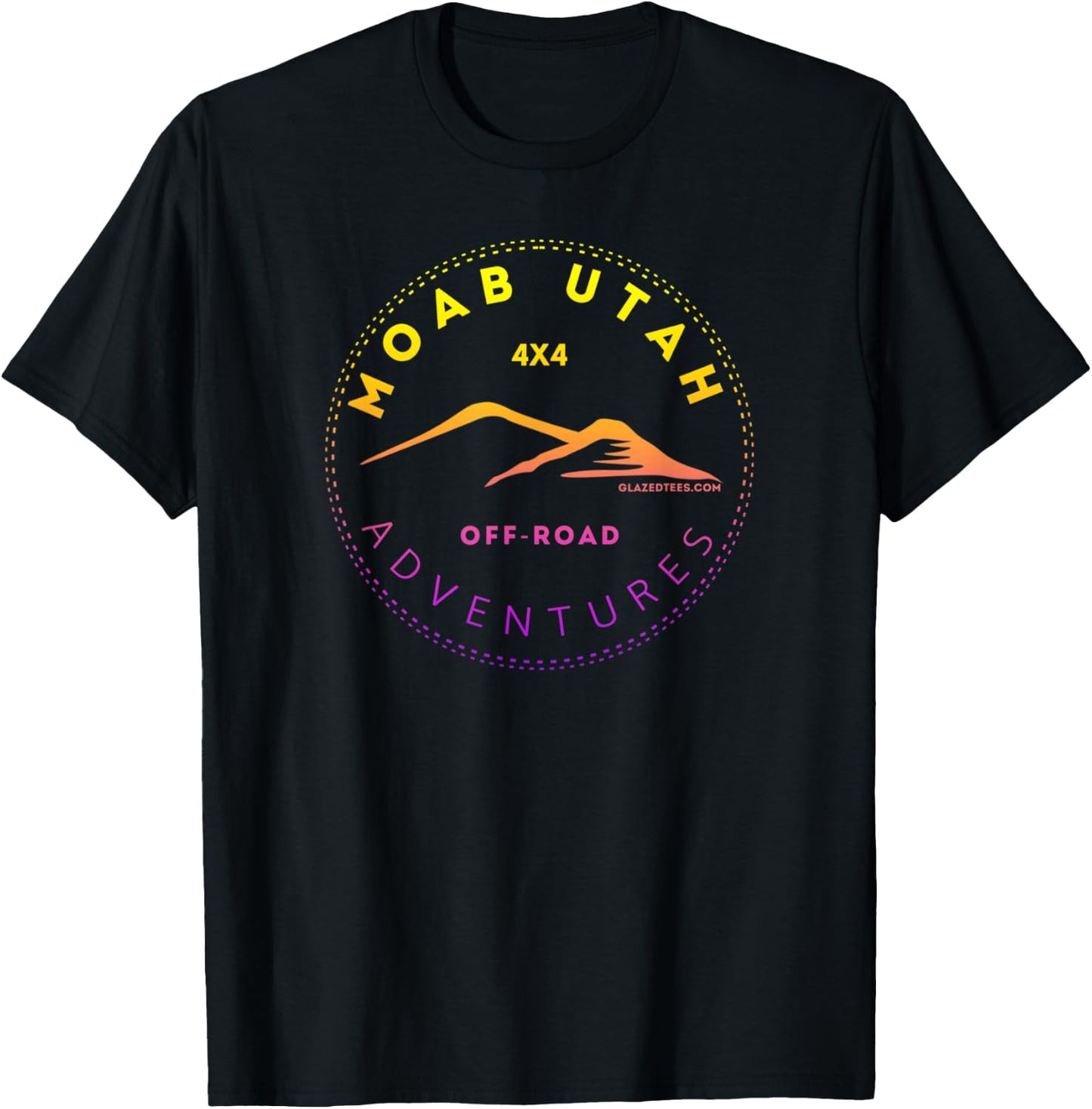 Moab Utah 4x4 Off Road Adventures Retro Sunset T-Shirt - T-Shirt | Black