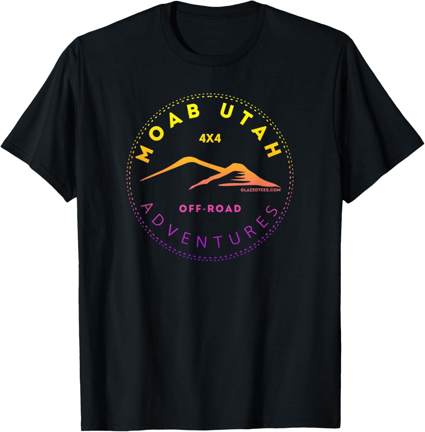 Moab Utah 4x4 Off Road Adventures Retro Sunset T-Shirt - T-Shirt | Black