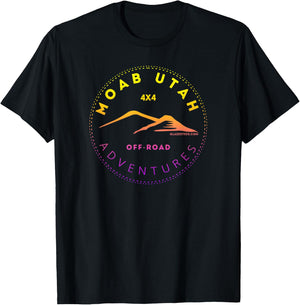 Moab Utah 4x4 Off Road Adventures Retro Sunset T-Shirt - T-Shirt | Black