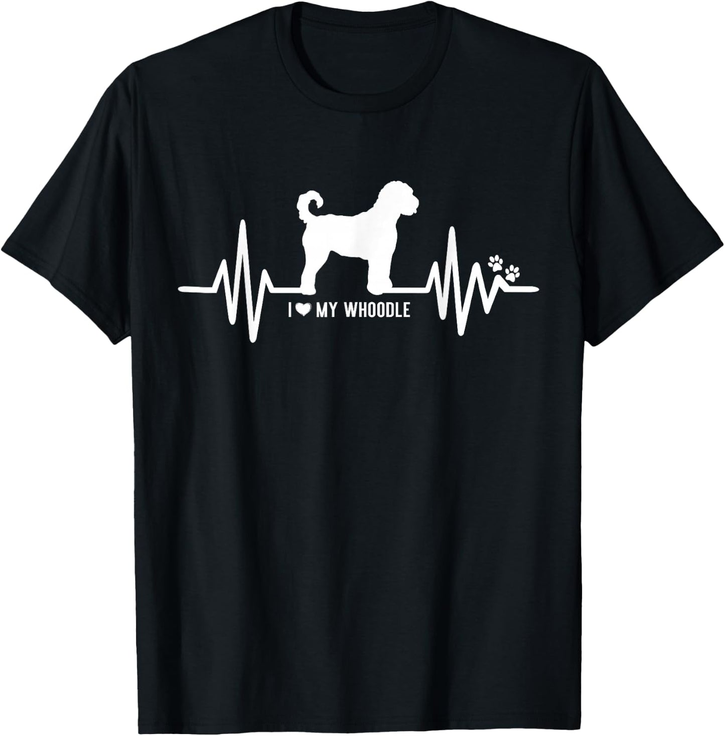 Whoodle Heart Beat EKG Pulse Design For Dog Lovers Men Women Girls Kids T-Shirt - T-Shirt | Black