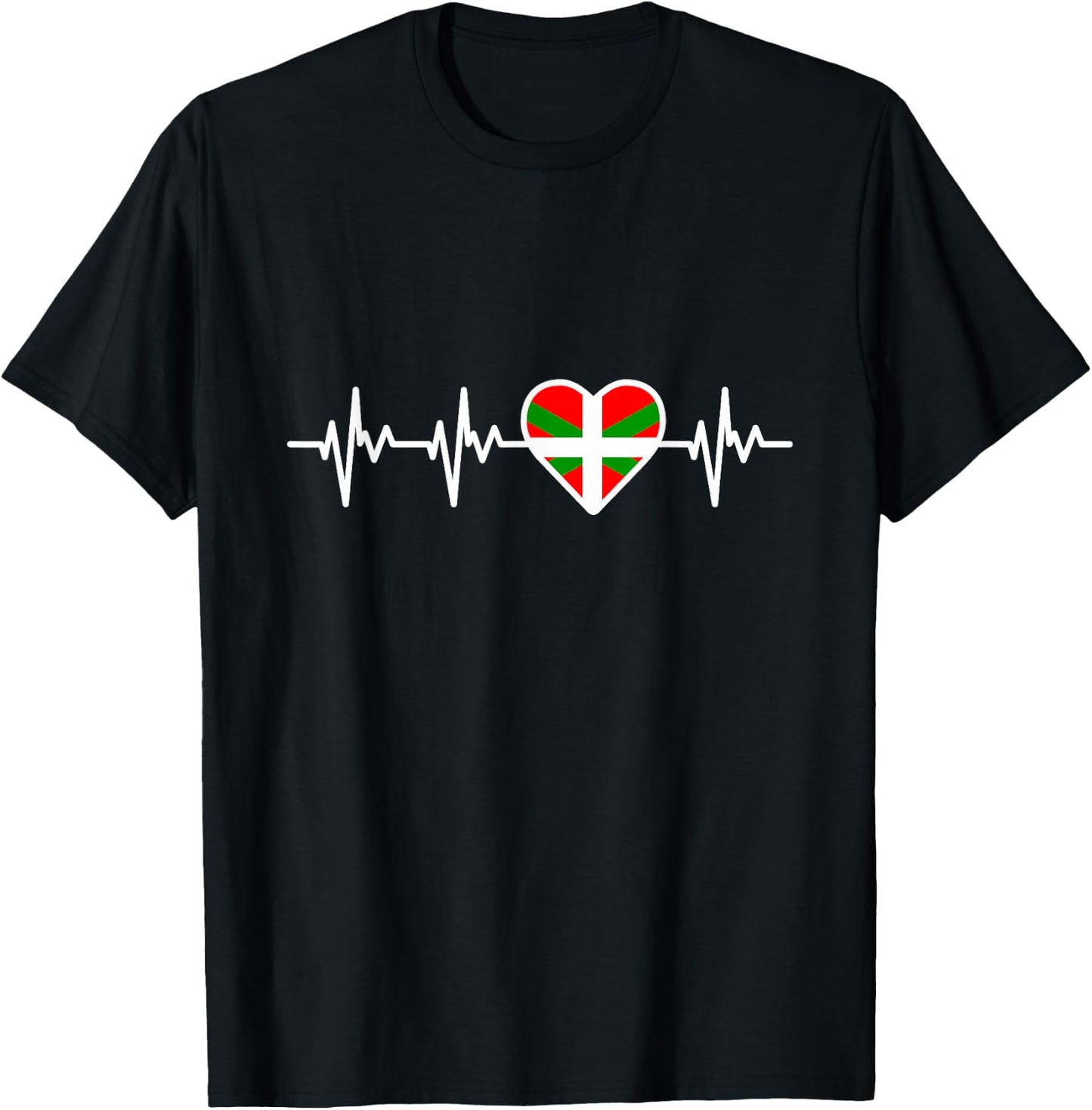 Basque Country Flag Heartbeat Basques T-Shirt - T-Shirt | Black