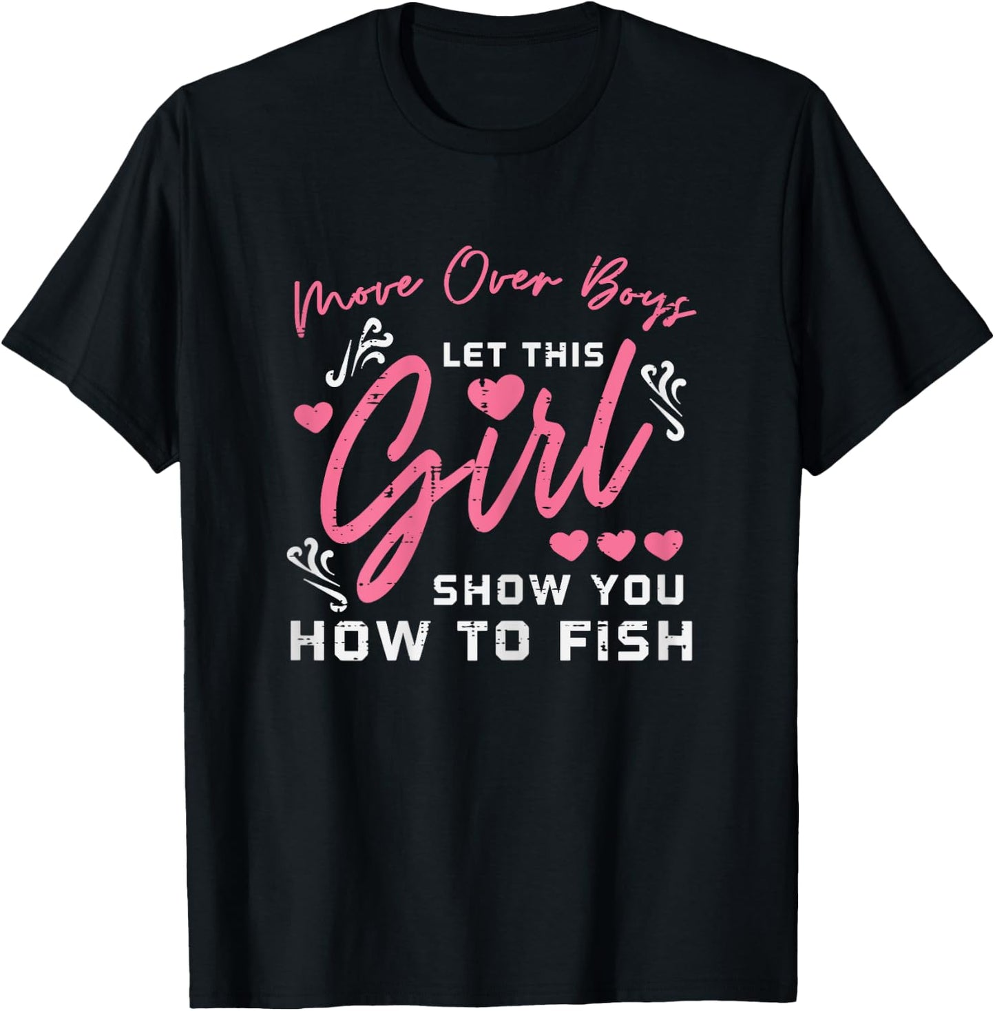 Mover Over Boys Girl Show How To Fish Fun Fishing Women Kids T-Shirt - T-Shirt | Black