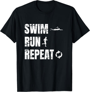 Swimrun Design Swim Run Repeat Swimming Running Sports T-Shirt - T-Shirt | Black