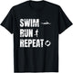 Swimrun Design Swim Run Repeat Swimming Running Sports T-Shirt - T-Shirt | Black