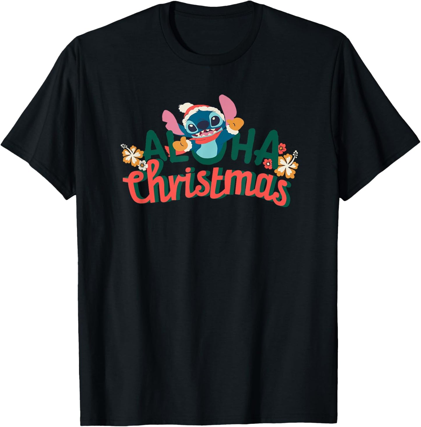 Amazon Essentials Men's Stitch Smiling Aloha Christmas , Black Graphic Print, Small T-Shirt - T-Shirt | Black