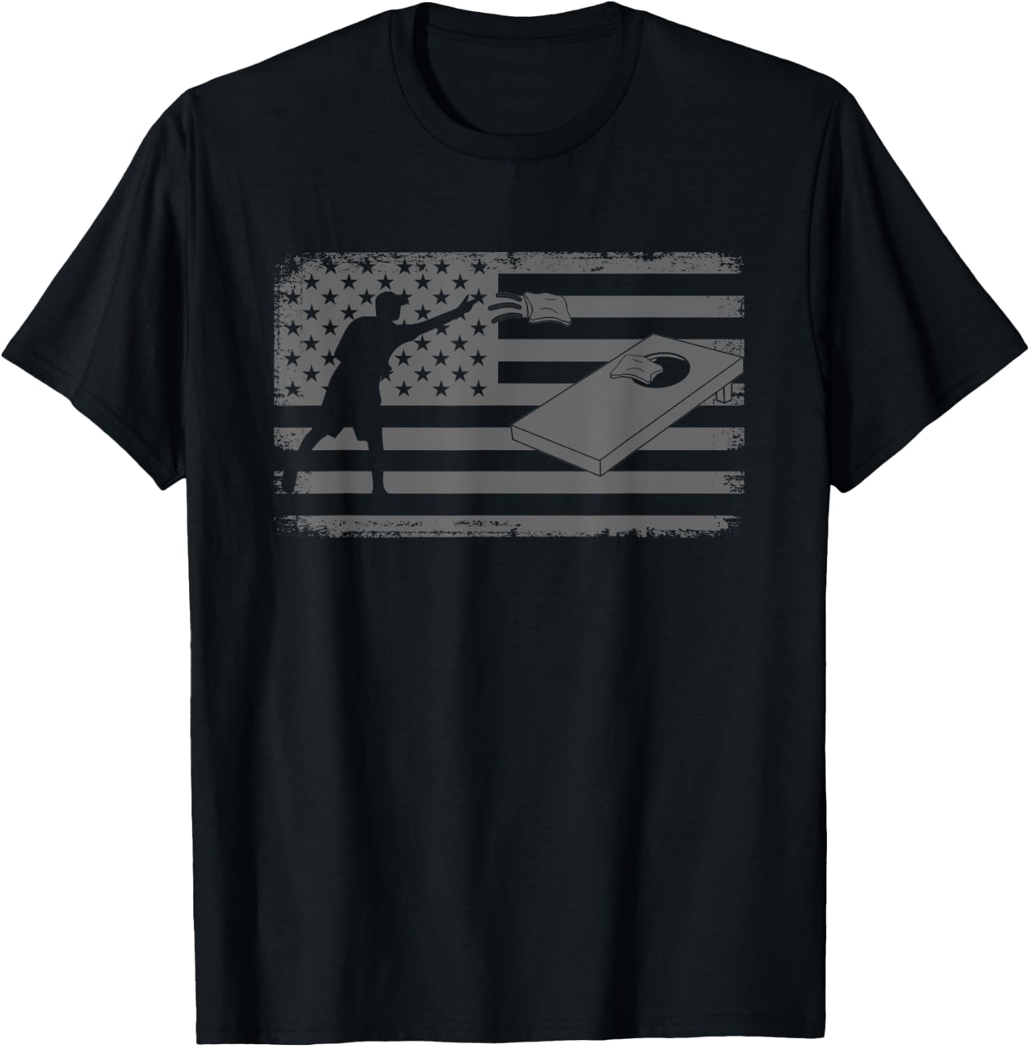 Cornhole Usa Flag Cornhole Team Bean Bag Funny Cornhole T-Shirt - T-Shirt | Black