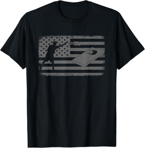 Cornhole Usa Flag Cornhole Team Bean Bag Funny Cornhole T-Shirt - T-Shirt | Black