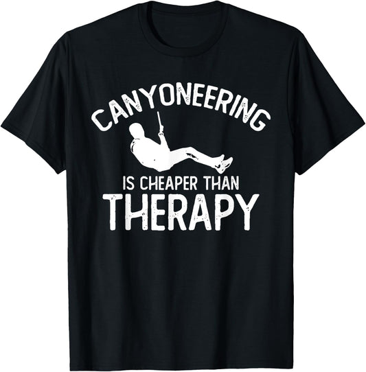 Canyoning Joke Climbing Therapy Hiking Tour Canyoneering T-Shirt - T-Shirt | Black