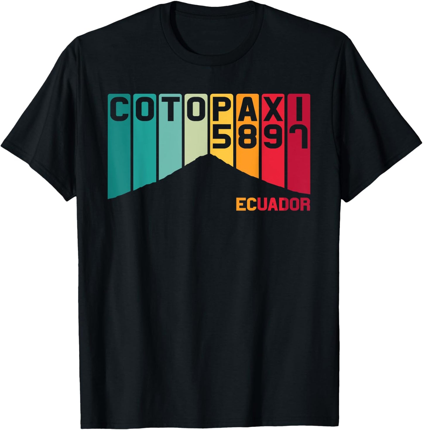Mount Cotopaxi Ecuador South America Volcano Souvenir Retro T-Shirt - T-Shirt | Black