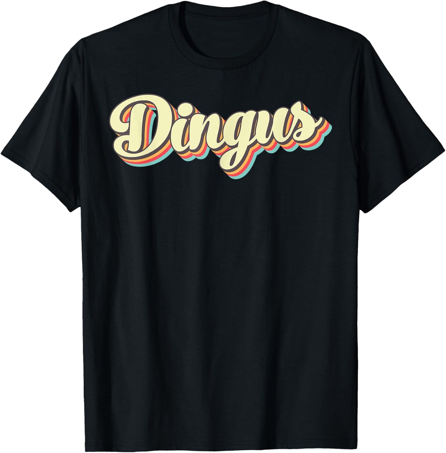 Dingus Retro Art Baseball Font Vintage T-Shirt - T-Shirt | Black