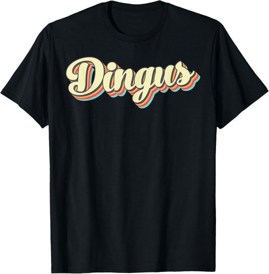 Dingus Retro Art Baseball Font Vintage T-Shirt - T-Shirt | Black