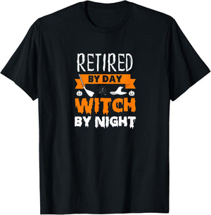 Funny Halloween Witch Retired Retiree Retirement Joke Gift T-Shirt - T-Shirt | Black