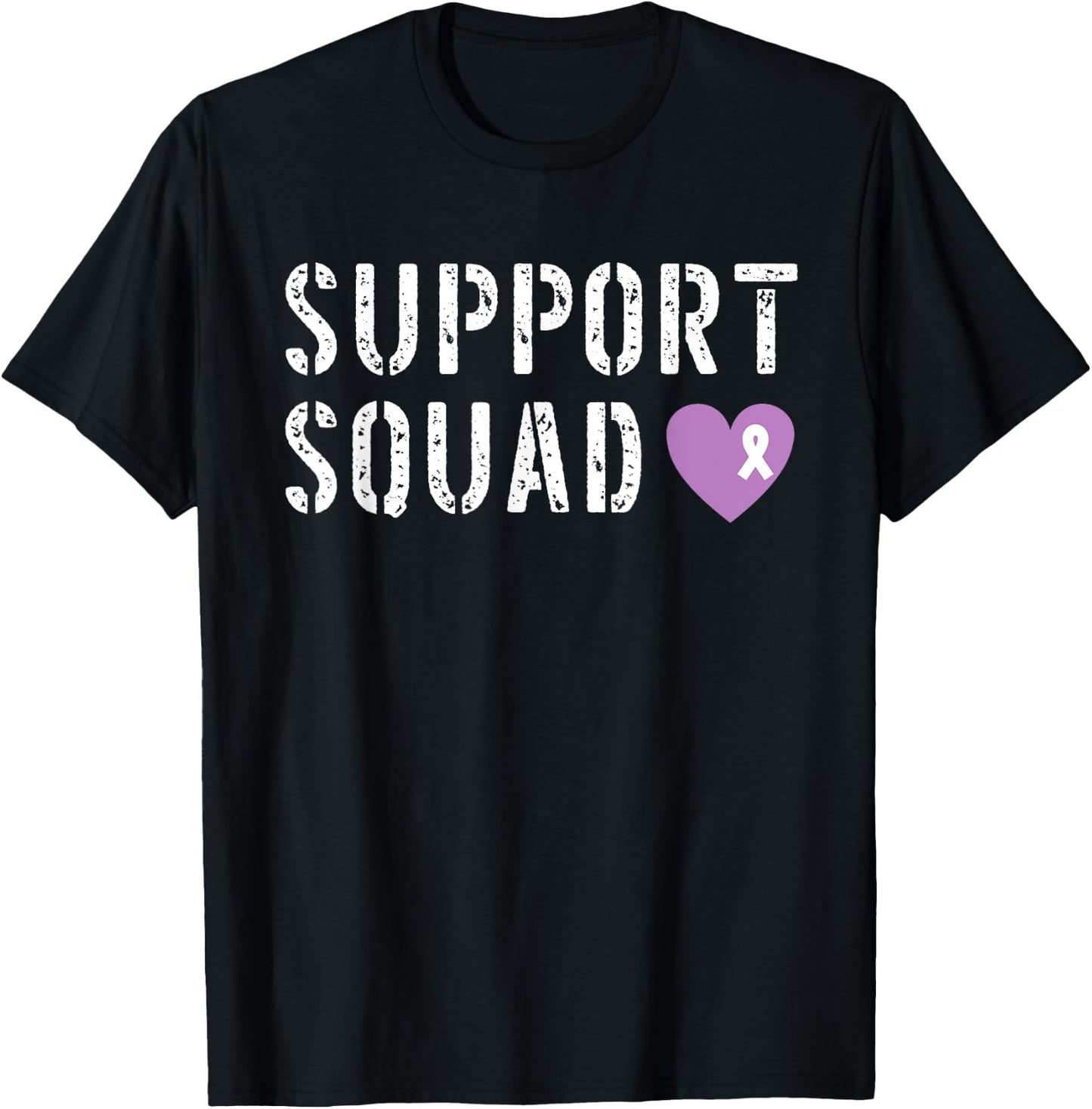Support Squad Pancreatic Cancer Awareness Purple Ribbon T-Shirt - T-Shirt | Black