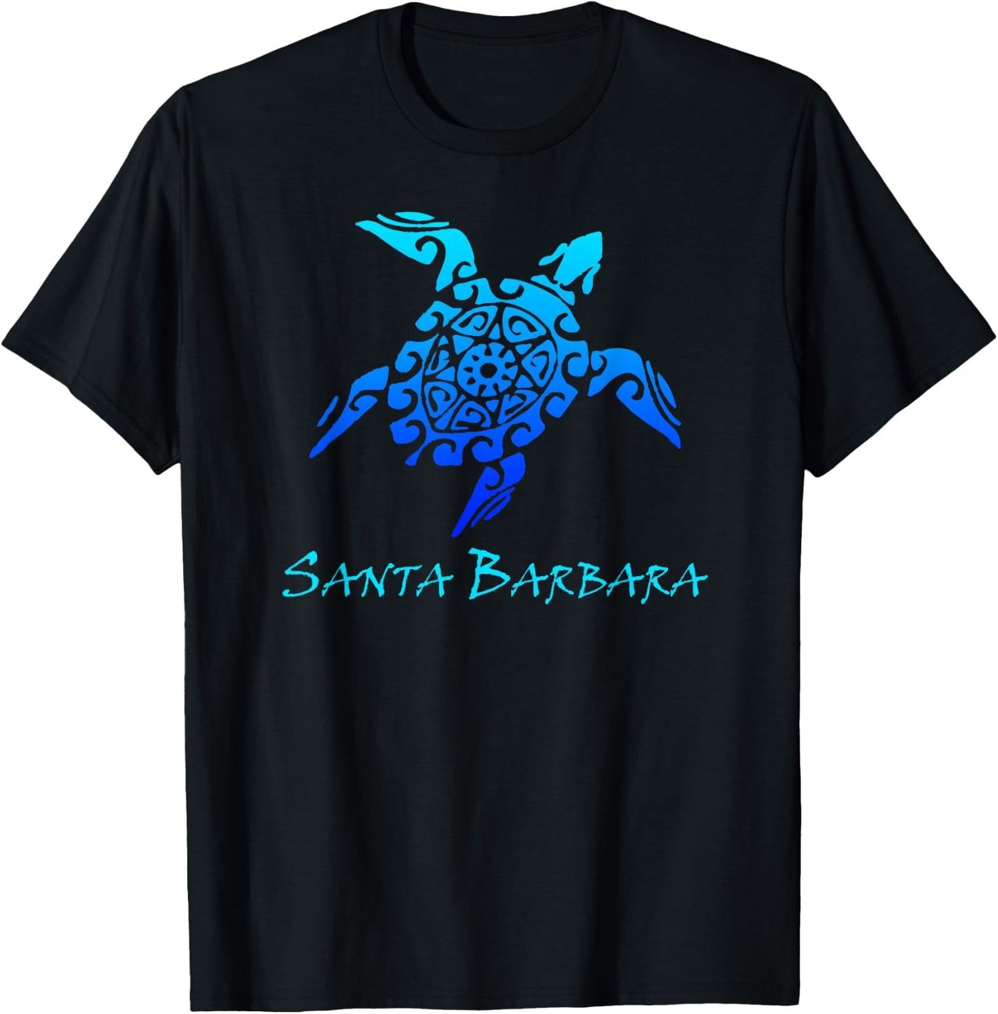 Santa Barbara, California Vintage Retro Tribal Sea Turtle T-Shirt - T-Shirt | Black