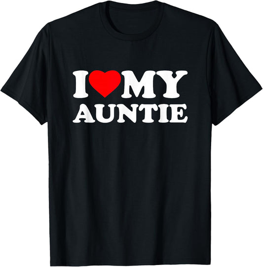 I Love My Auntie I Heart Family Grandma T-Shirt - T-Shirt | Black