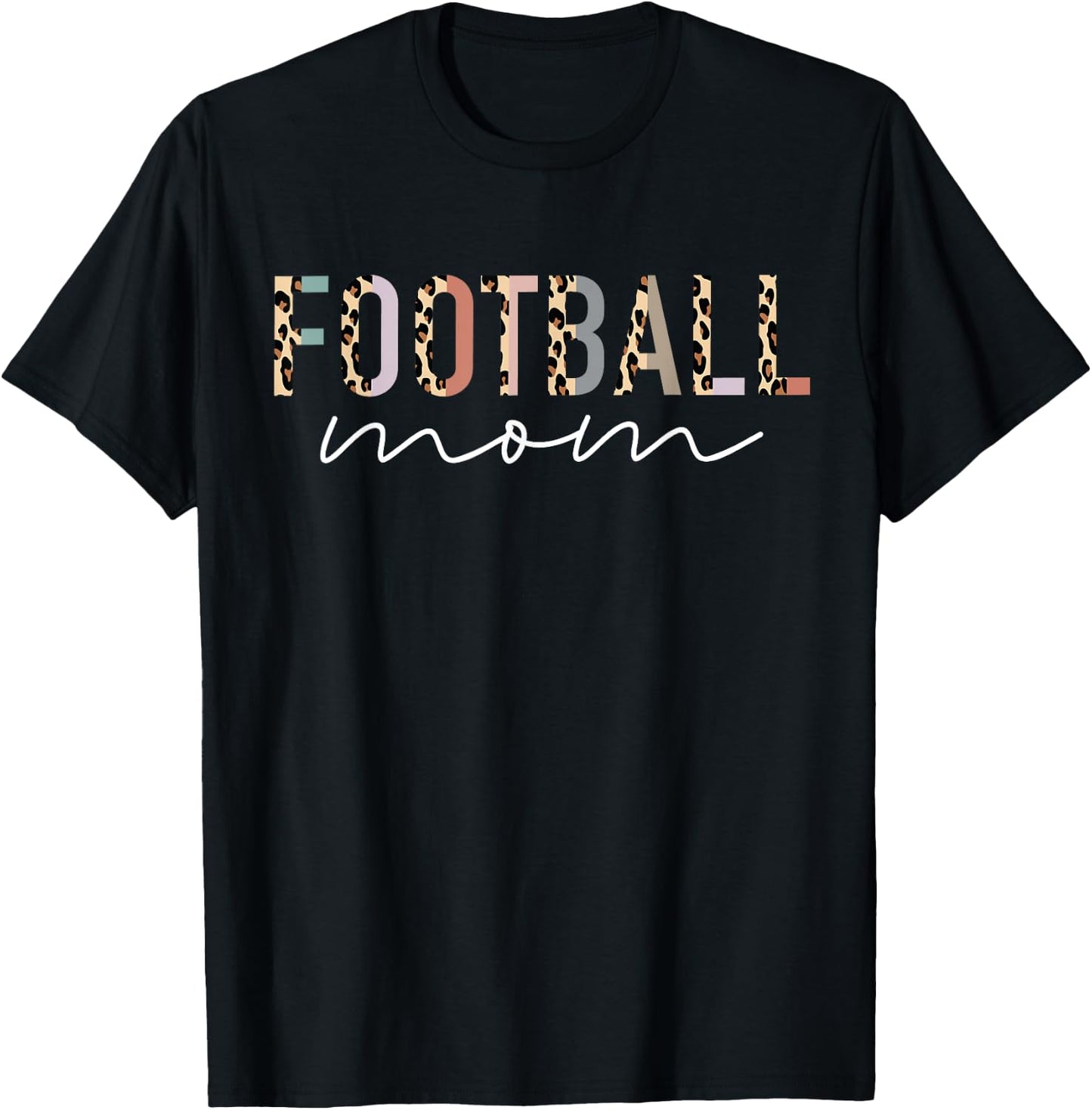 Football Mom Gifts Leopard Print Football Mama Mother's Day T-Shirt - T-Shirt | Black