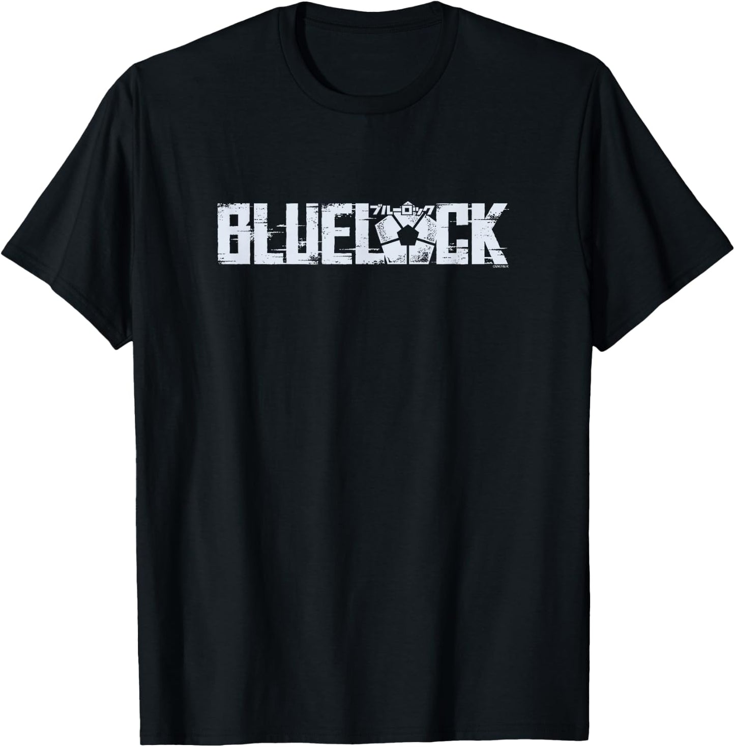 Blue Lock Official Epic Bold Distressed Glitch Chest Logo T-Shirt - T-Shirt | Black
