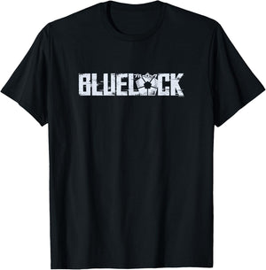 Blue Lock Official Epic Bold Distressed Glitch Chest Logo T-Shirt - T-Shirt | Black
