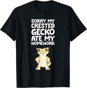 Crested Gecko Pet Sorry My Crested Gecko Ate My Homework T-Shirt - T-Shirt | Black