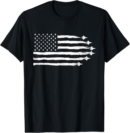 F22 Raptor Patriotic Vintage USA Flag Fighter Jets Men T-Shirt - T-Shirt | Black