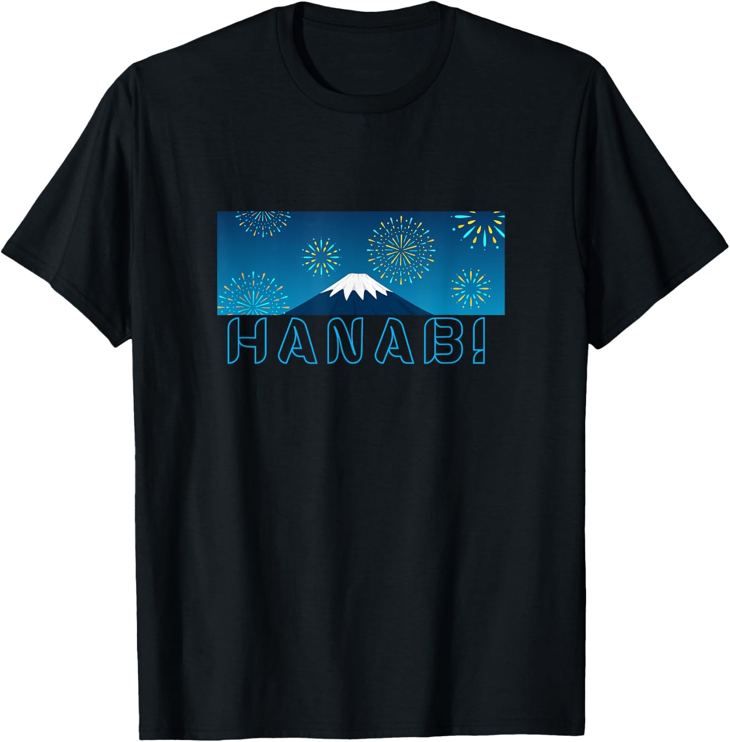 Fireworks night at Mt. Fuji | Hanabi T-Shirt - T-Shirt | Black