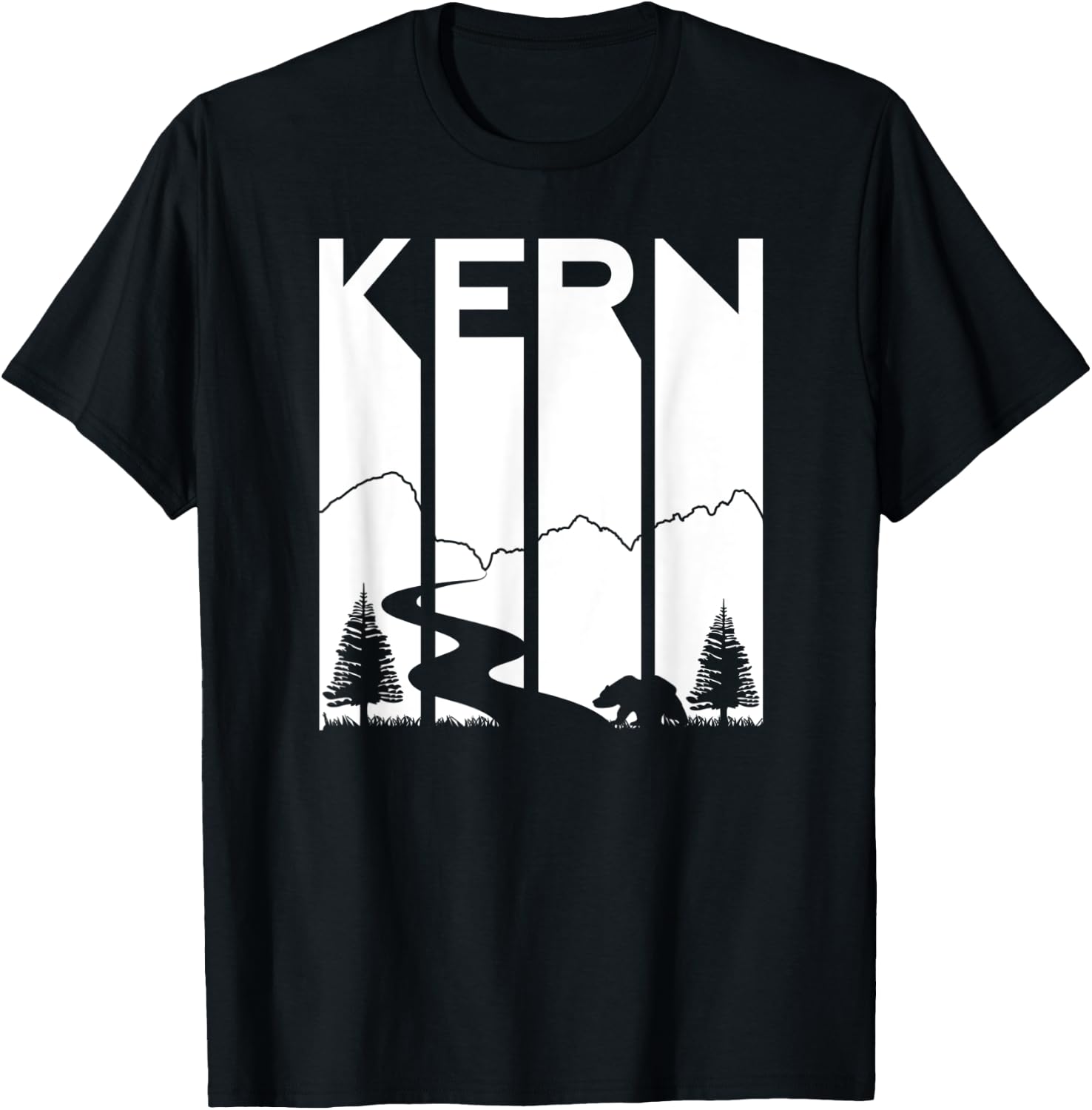 Kern River California Sequoia Forest Kernville Retro Camping T-Shirt - T-Shirt | Black