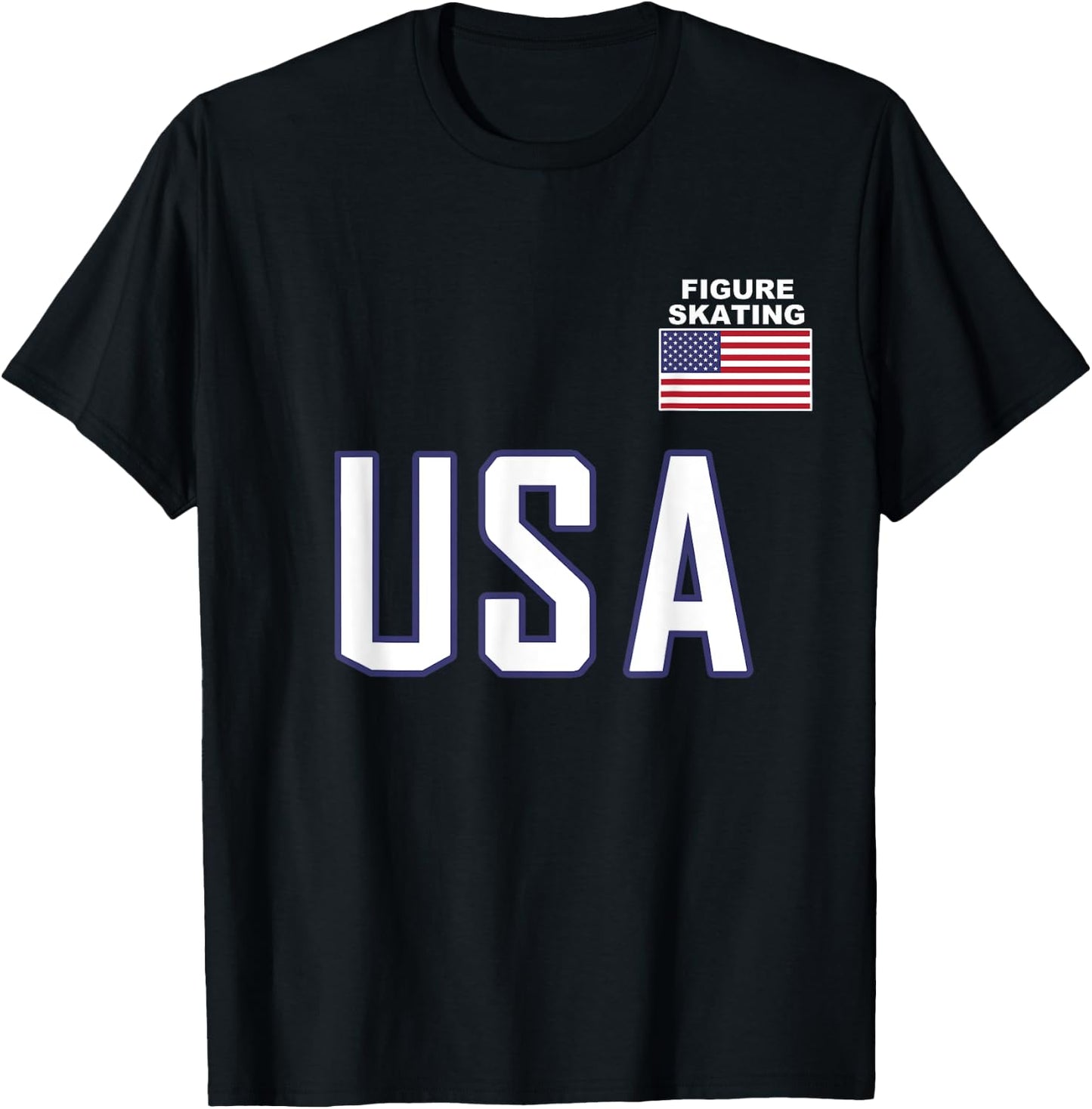 USA Flag Figure Skating Ice Skating Equipment Girl T-Shirt - T-Shirt | Black
