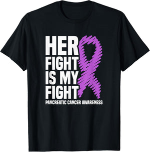 Her Fight Is My Fight Pancreatic Cancer Awareness T-Shirt - T-Shirt | Black