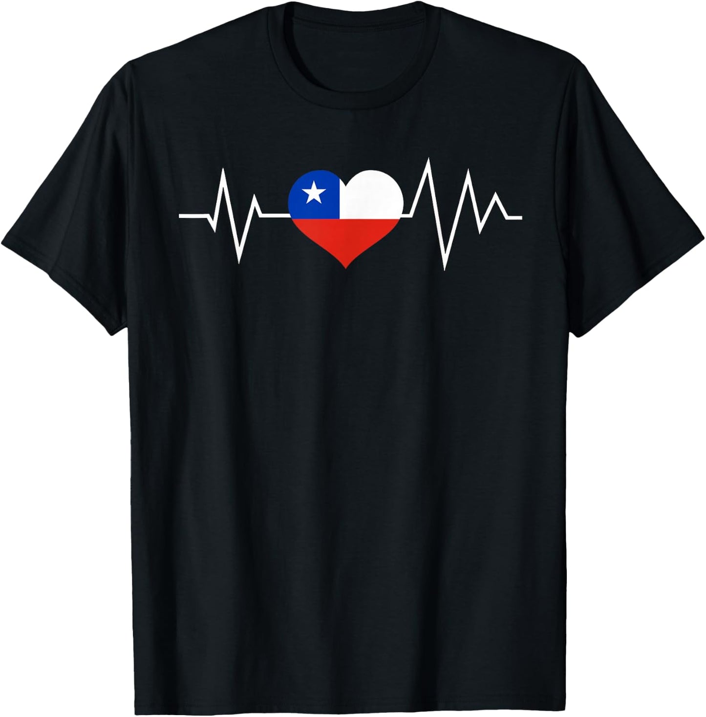 Chile Flag Heartbeat Chilean Men Women Kids T-Shirt - T-Shirt | Black