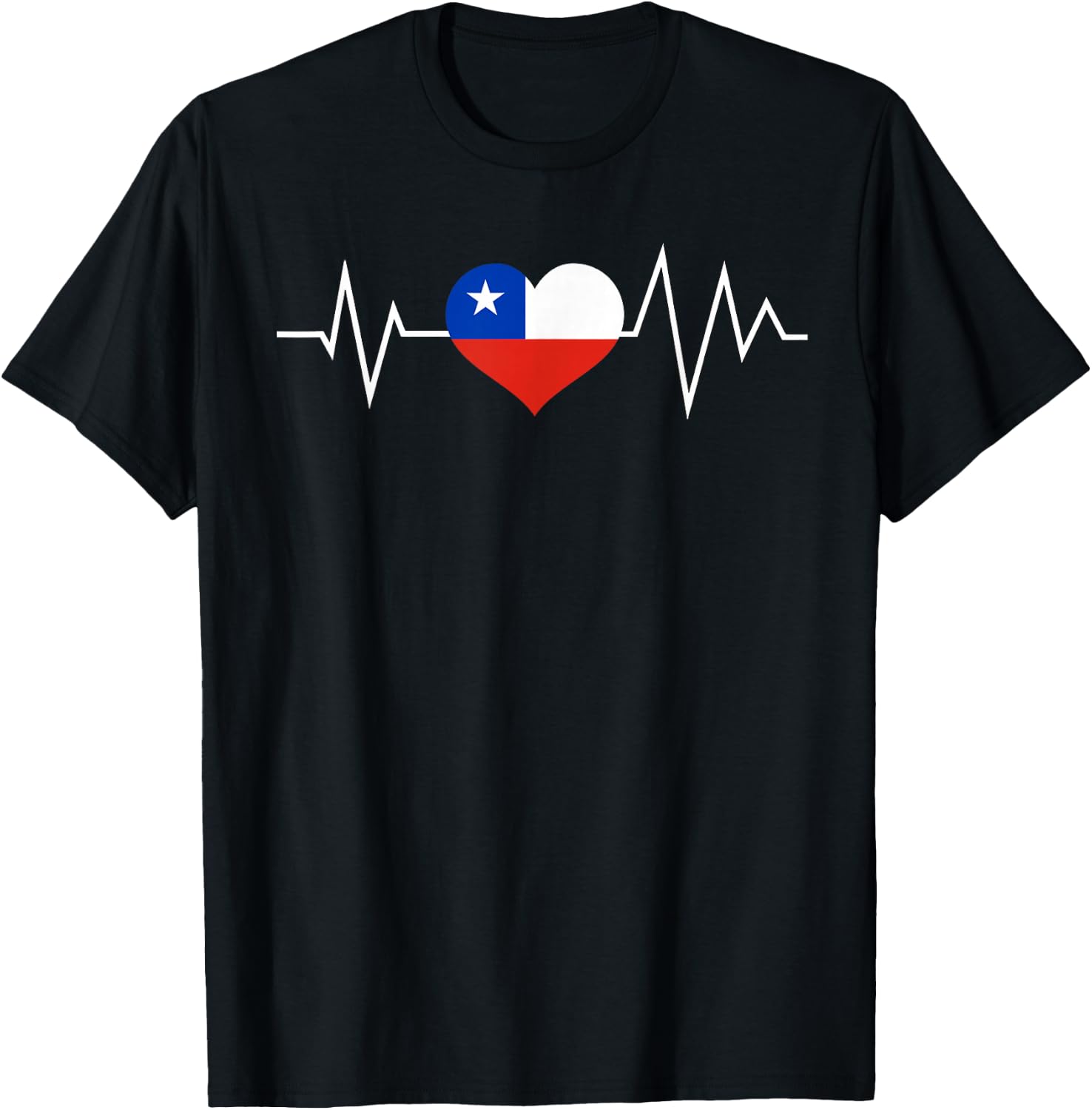 Chile Flag Heartbeat Chilean Men Women Kids T-Shirt - T-Shirt | Black