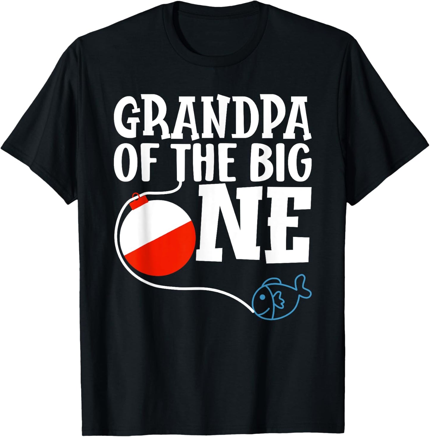 Grandpa of The Big One Fishing Boy First Birthday Ofishally T-Shirt - T-Shirt | Black
