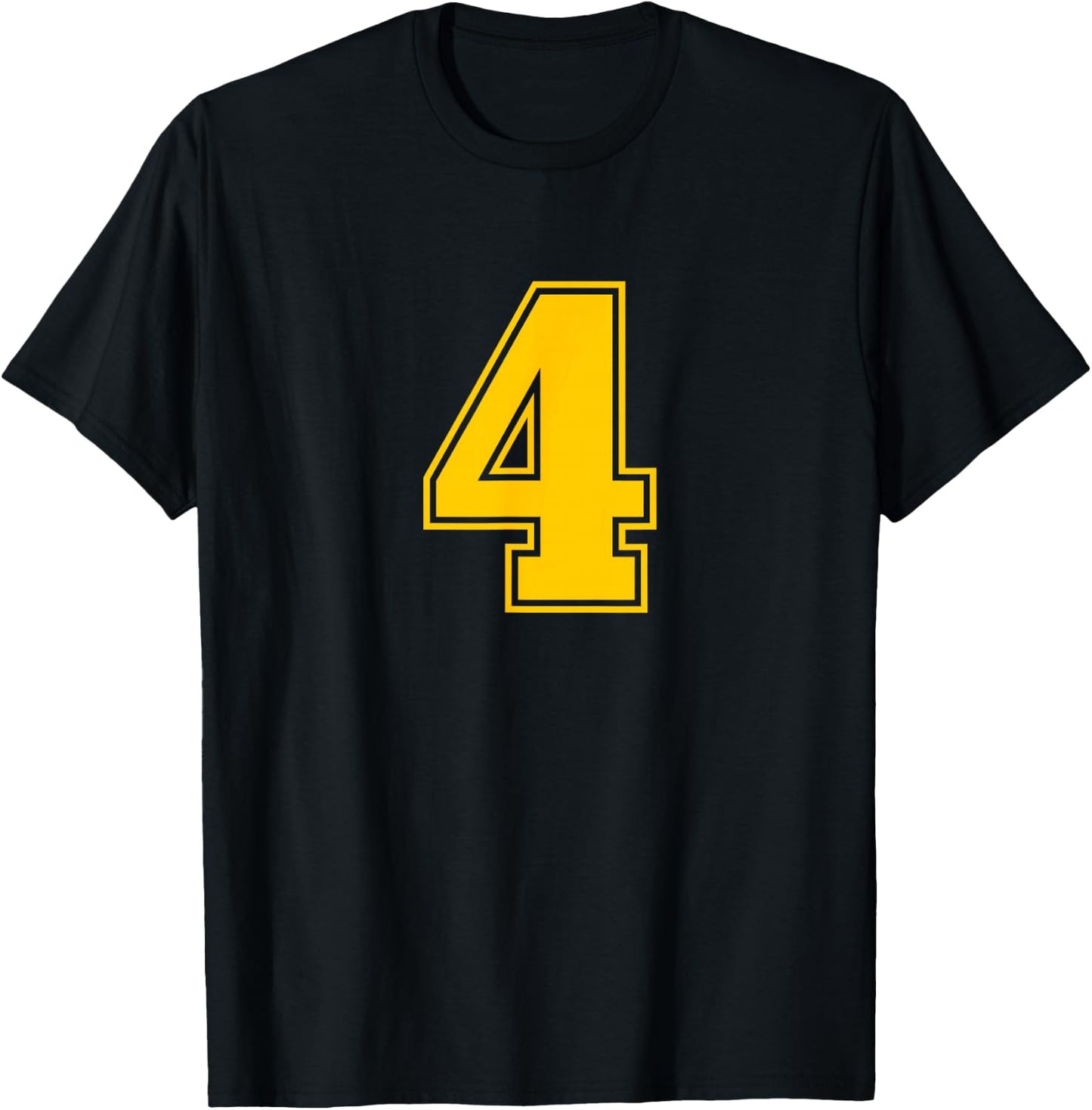 Yellow Sports Team Number #4 T-Shirt - T-Shirt | Black