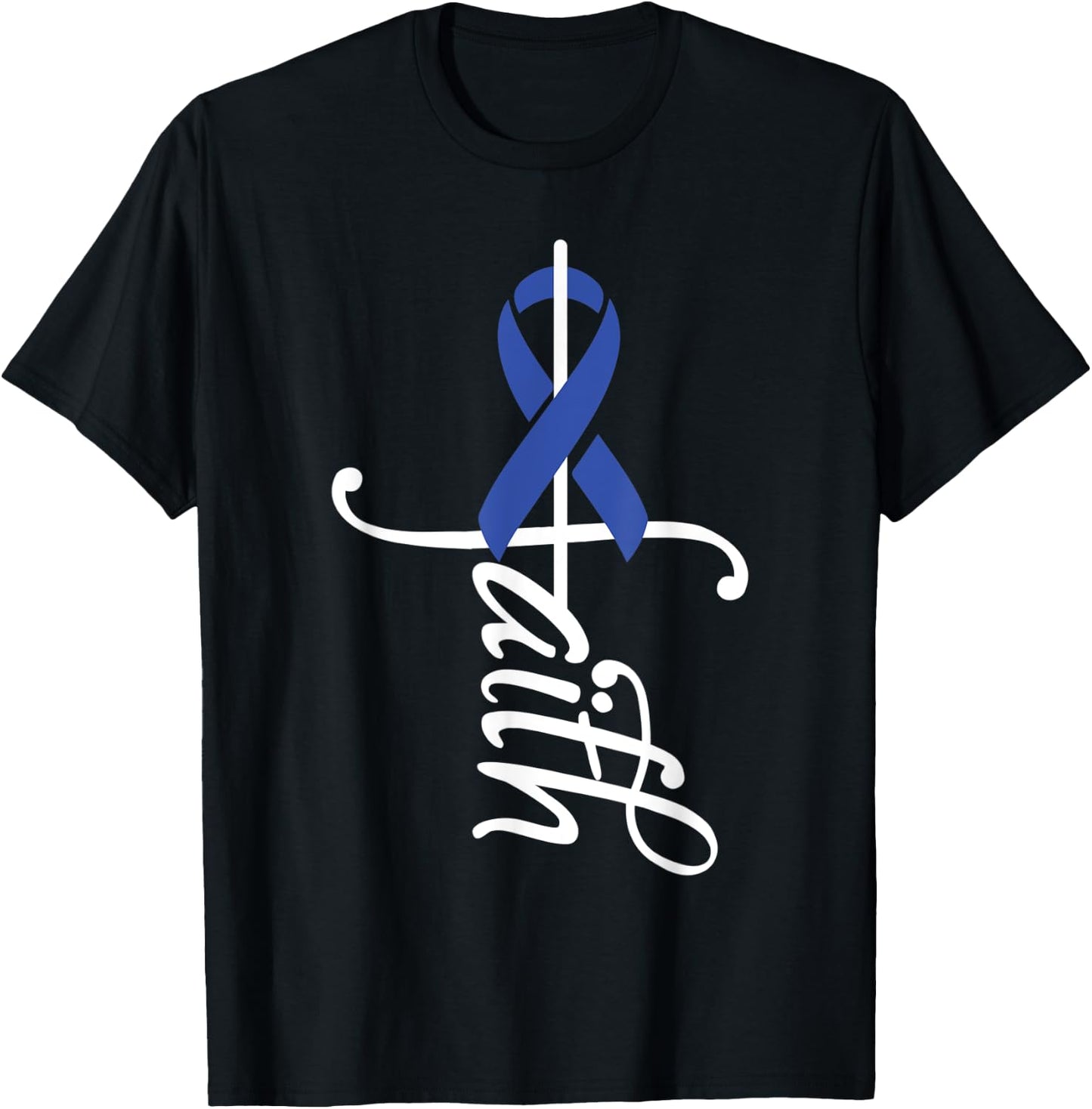 Faith Cancer Support - Ribbon Rectal Cancer Awareness T-Shirt - T-Shirt | Black