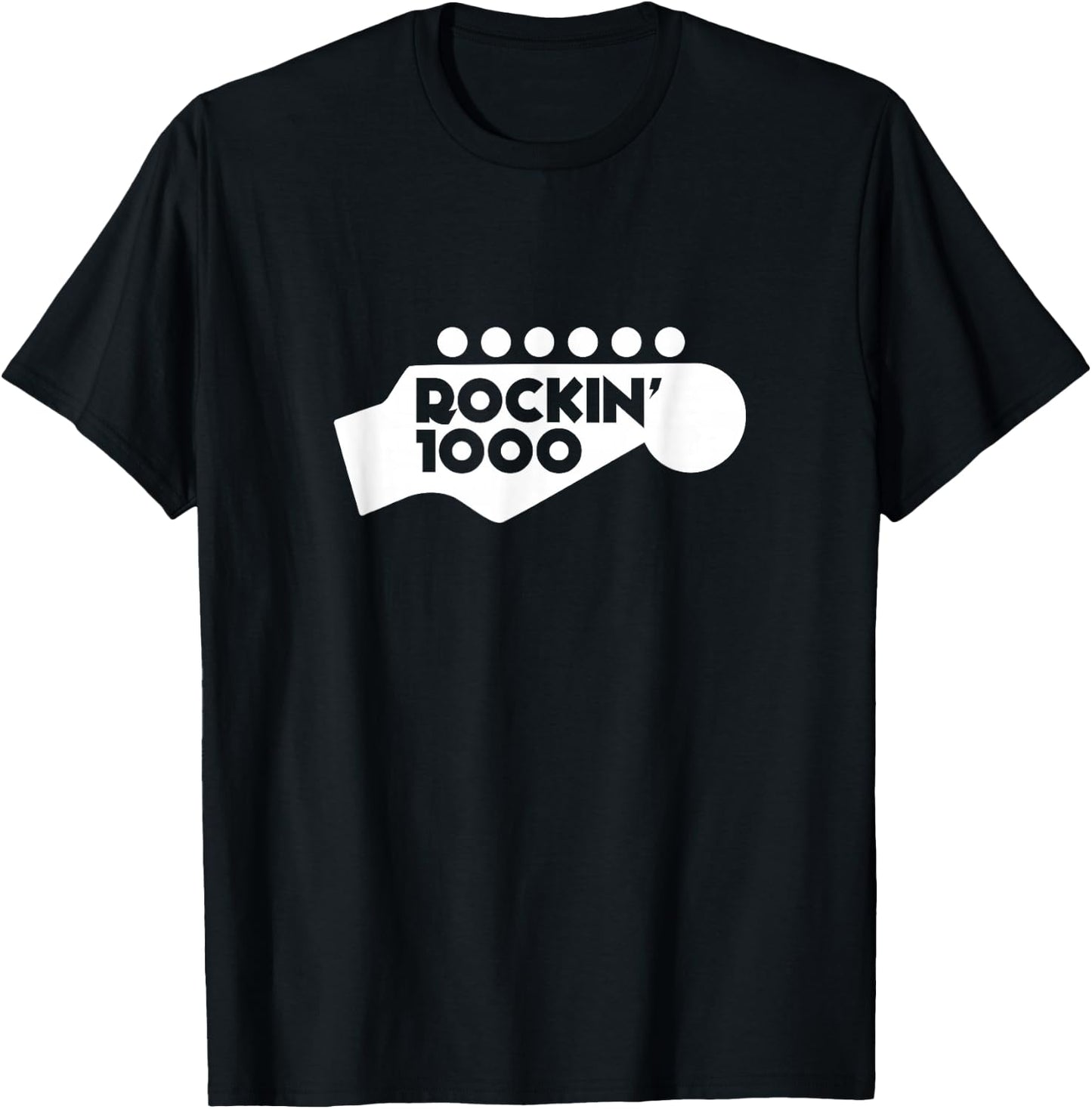 Rockin'1000 Logo with headstock white T-Shirt - T-Shirt | Black
