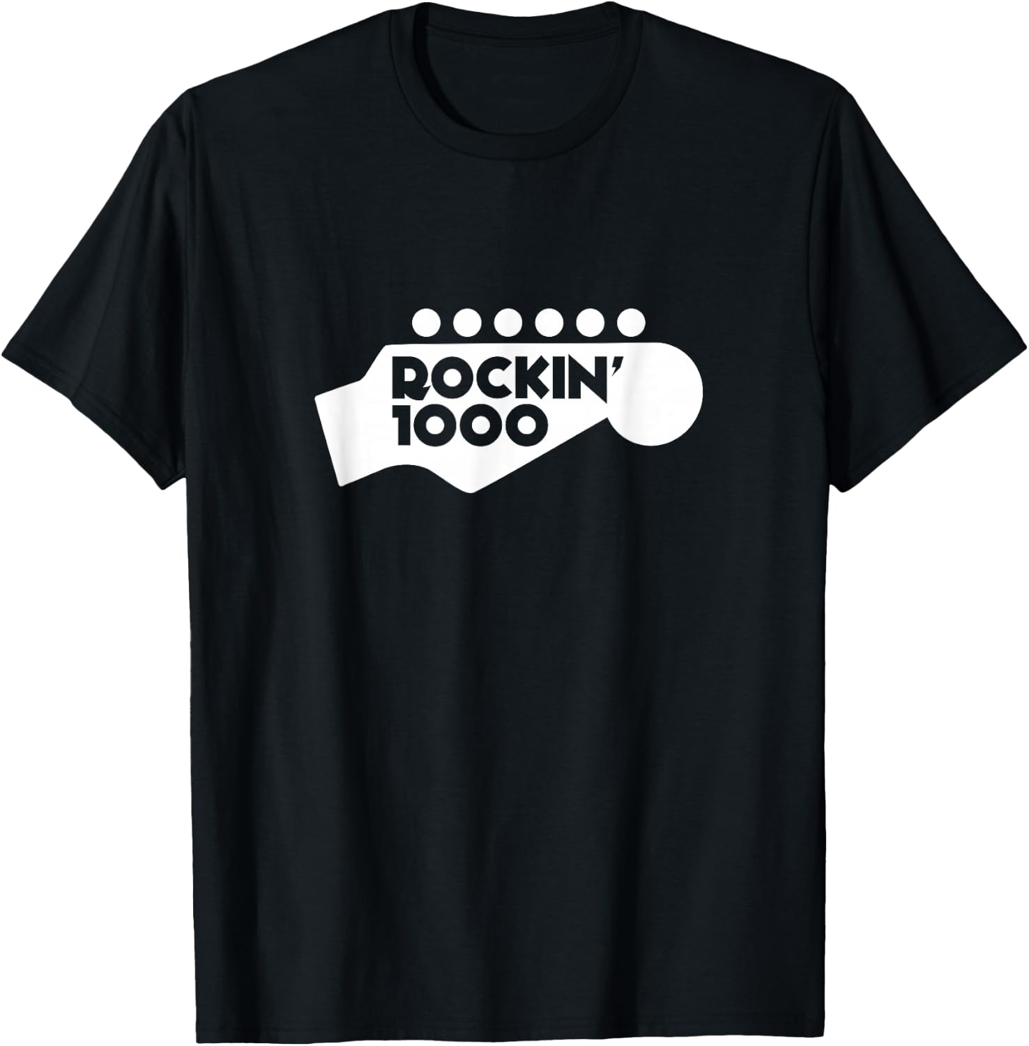 Rockin'1000 Logo with headstock white T-Shirt - T-Shirt | Black