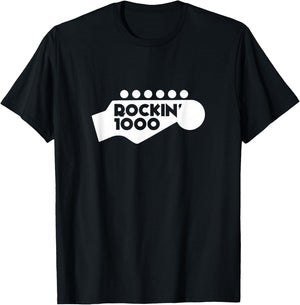 Rockin'1000 Logo with headstock white T-Shirt - T-Shirt | Black