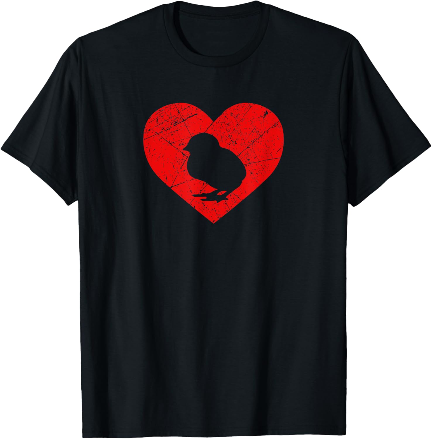 Vintage Baby Chick Lover Heart Love Valentine's Day Chicken T-Shirt - T-Shirt | Black